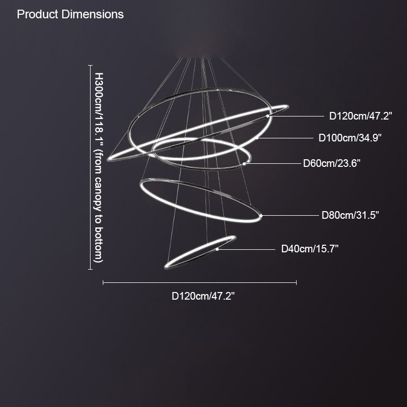 WOMO Large Tiered Ring LED Foyer Chandelier-WM2160