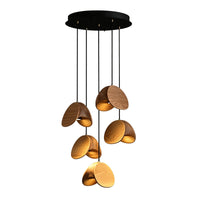 WOMO Mid‑Century Solid Wood Petal Chandelier-WM3261