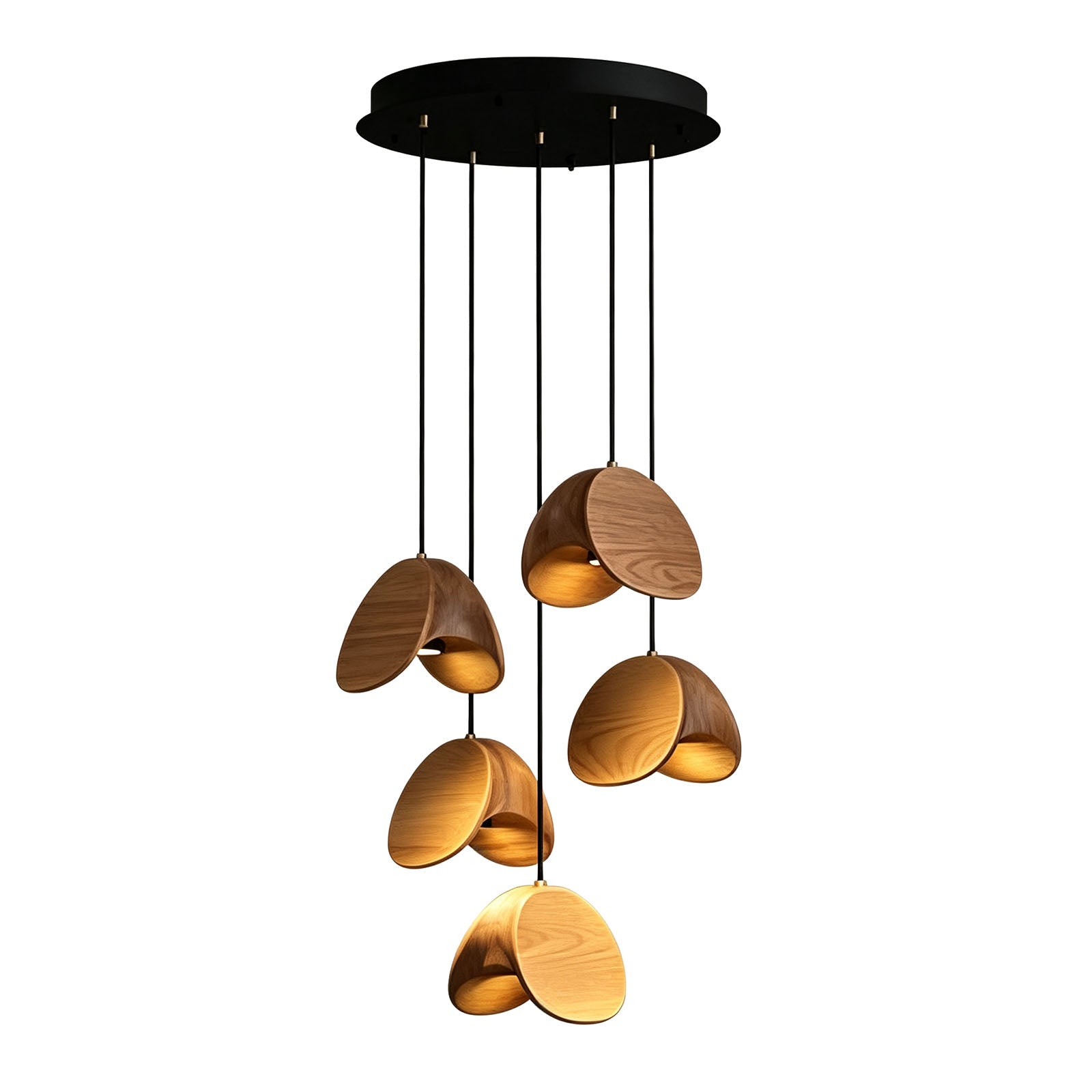 WOMO Mid‑Century Solid Wood Petal Chandelier-WM3261