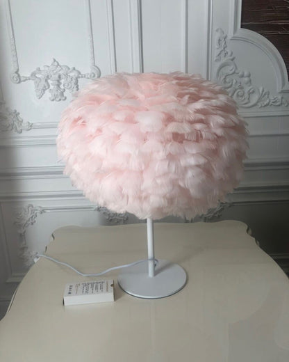 WOMO Pretty Round Feather Table Night Lamp-WM8038