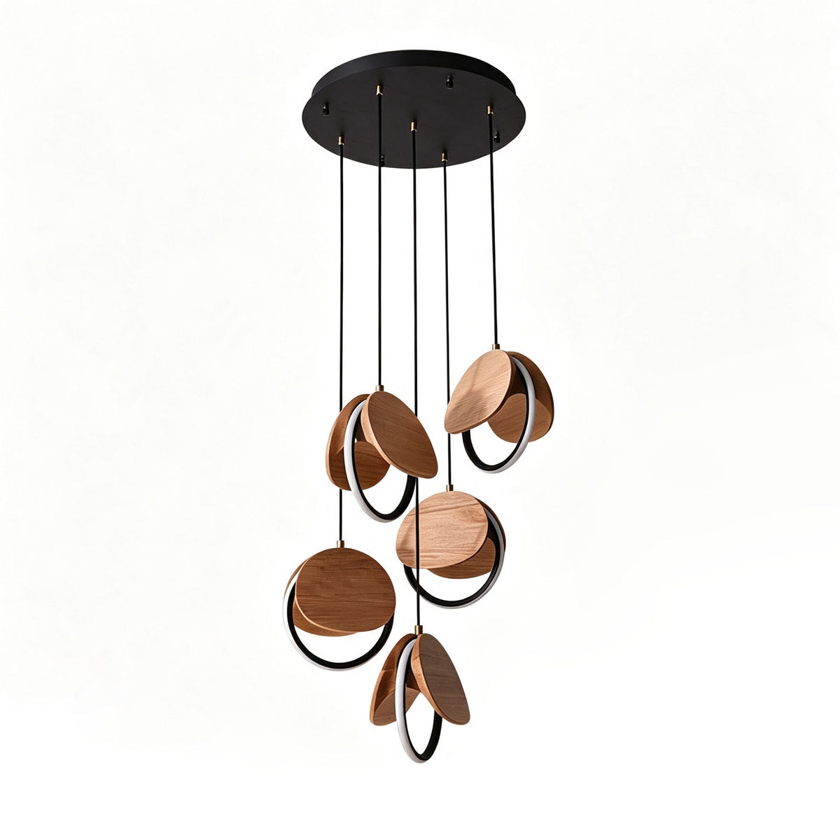 WOMO Wood Disc Cluster Pendant Light-WM3252