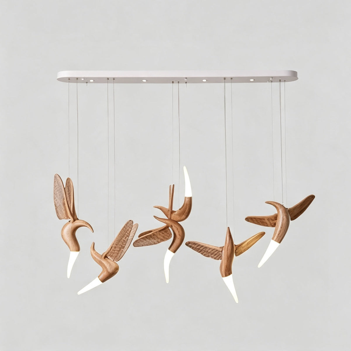 WOMO Hummingbird Multi‑Drop Wooden Pendant Light-WM3250