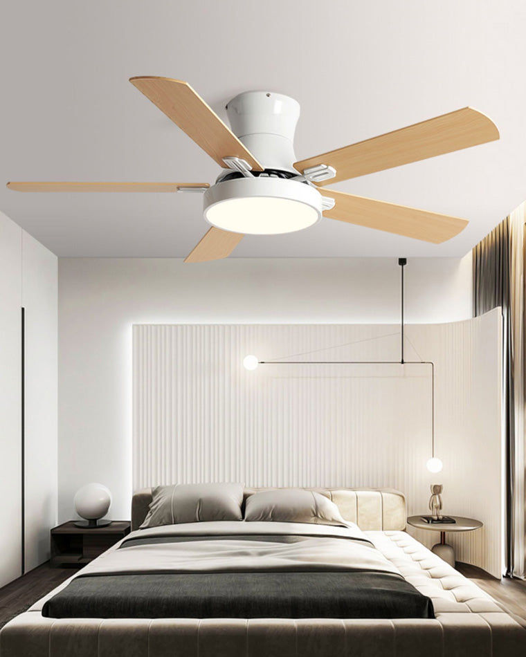 WOMO Low Profile Wood Ceiling Fan Lamp-WM5014