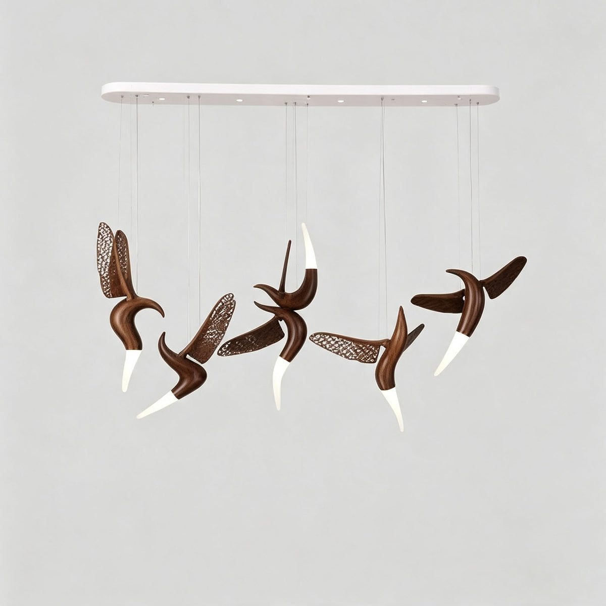 WOMO Hummingbird Multi‑Drop Wooden Pendant Light-WM3250