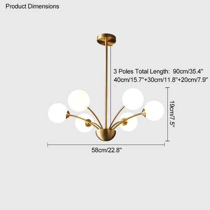 WOMO Milk Glass Globe Arm Chandelier-WM2176