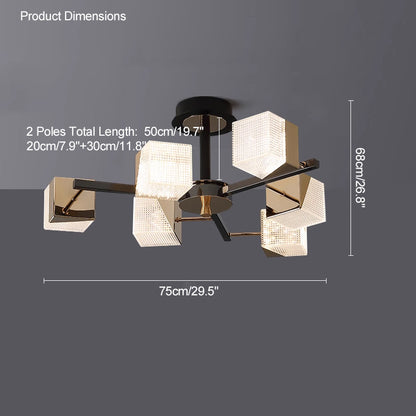 WOMO Prismatic Cube Gold Chandelier-WM2211