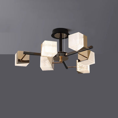 WOMO Prismatic Cube Gold Chandelier-WM2211