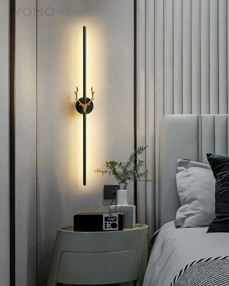 WOMO Long Bar Wall Sconce with Antler -WM6019