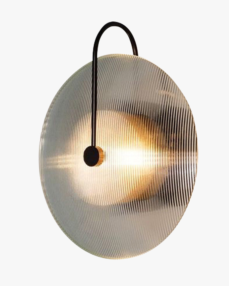 WOMO Ribbed Glass Disc Wall Sconce-WM6028