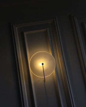WOMO Ribbed Glass Disc Wall Sconce-WM6028