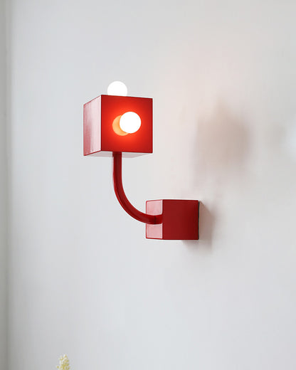 WOMO Red Square Mid Century Wall Sconce with Pull Chain-WM6050