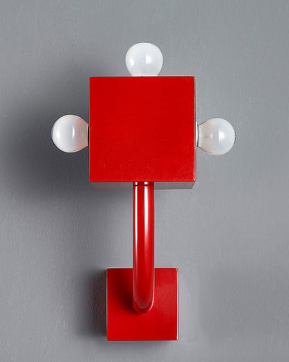 WOMO Red Square Mid Century Wall Sconce with Pull Chain-WM6050