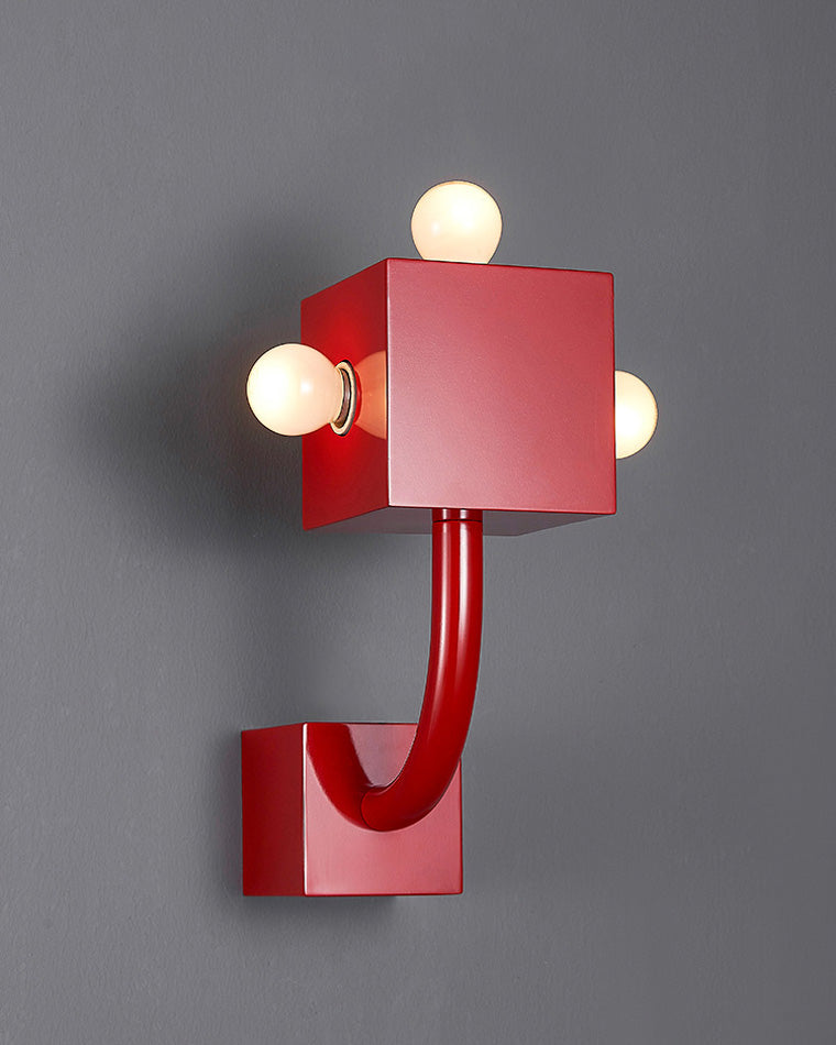 WOMO Red Square Mid Century Wall Sconce with Pull Chain-WM6050