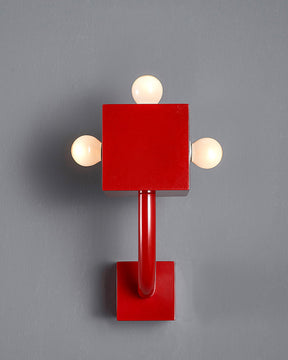 WOMO Red Square Mid Century Wall Sconce with Pull Chain-WM6050