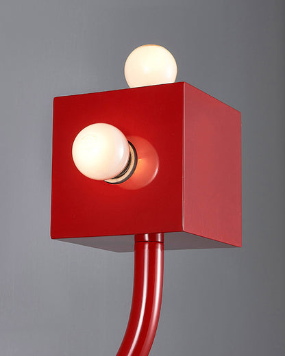 WOMO Red Square Mid Century Wall Sconce with Pull Chain-WM6050