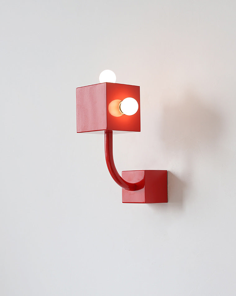 WOMO Red Square Mid Century Wall Sconce with Pull Chain-WM6050