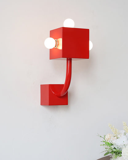 WOMO Red Square Mid Century Wall Sconce with Pull Chain-WM6050