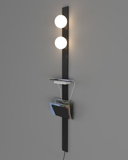 WOMO Bar Wall Sconce with Charging Panel and Shelf-WM6056