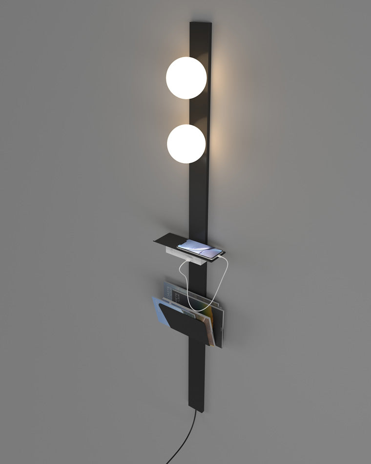 WOMO Bar Wall Sconce with Charging Panel and Shelf-WM6056