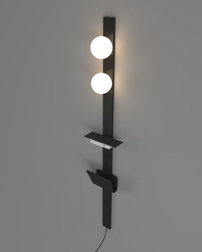 WOMO Bar Wall Sconce with Charging Panel and Shelf-WM6056