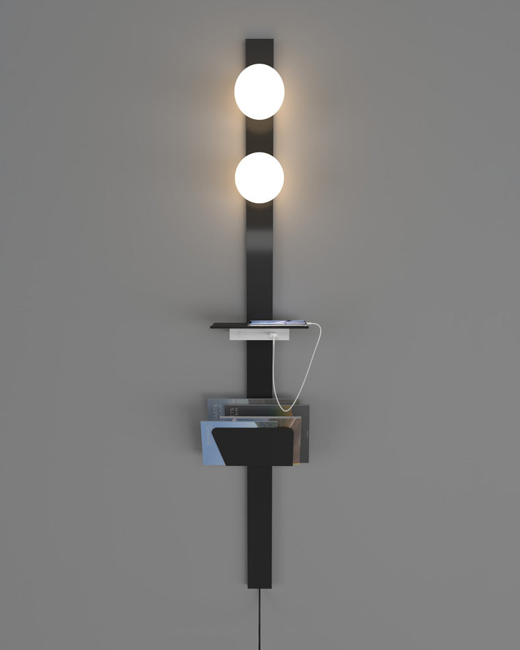 WOMO Bar Wall Sconce with Charging Panel and Shelf-WM6056