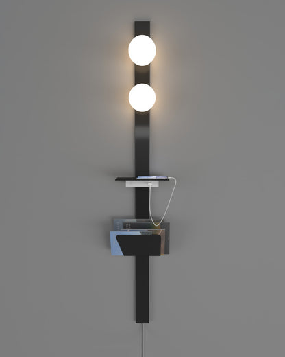 WOMO Bar Wall Sconce with Charging Panel and Shelf-WM6056