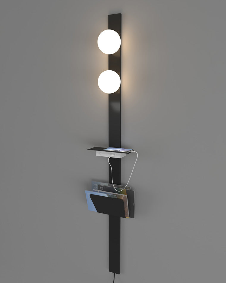 WOMO Bar Wall Sconce with Charging Panel and Shelf-WM6056