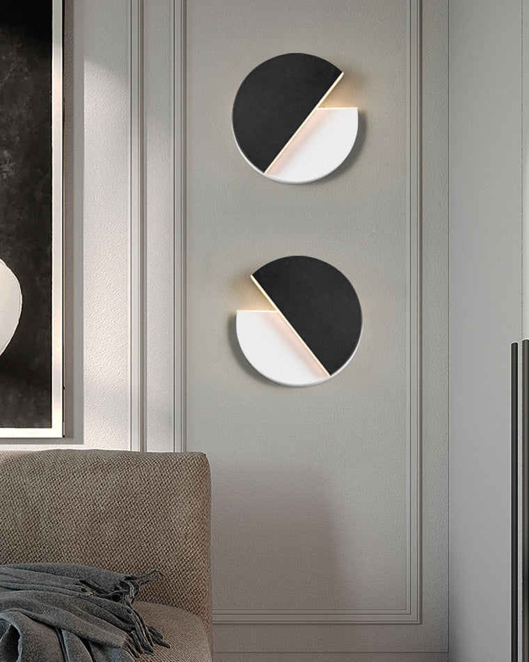 WOMO Adjustable Black & White Round Disc Wall Lamps-WM6071