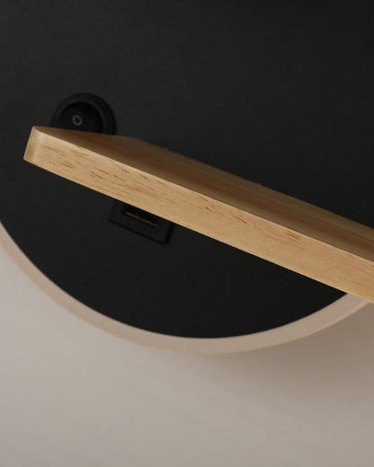 WOMO Round Accent Wall Sconce with Shelf, Switch and USB-WM6084