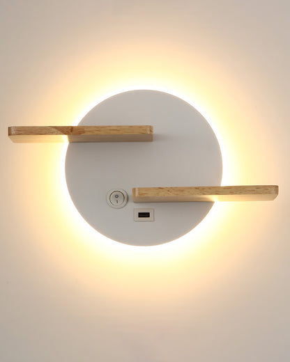 WOMO Round Accent Wall Sconce with Shelf, Switch and USB-WM6084