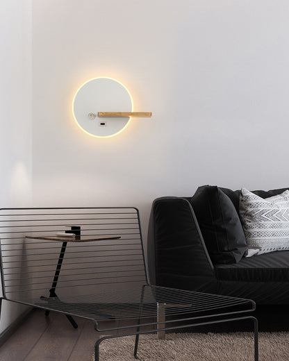 WOMO Round Accent Wall Sconce with Shelf, Switch and USB-WM6084