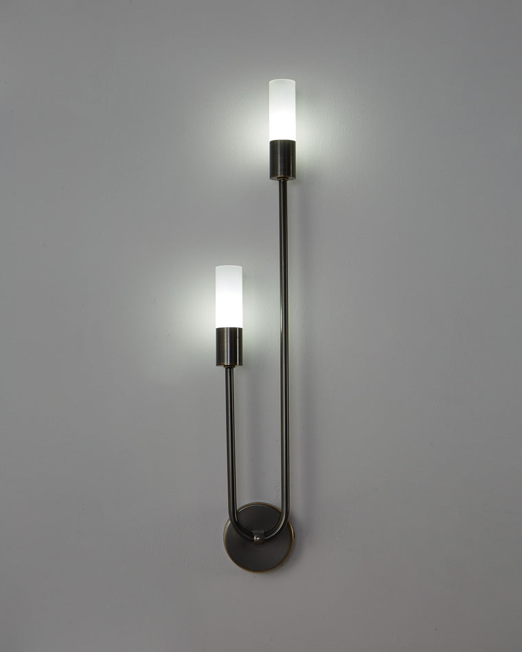 WOMO Black and Brass Modern Candelabra Wall Sconce-WM6096