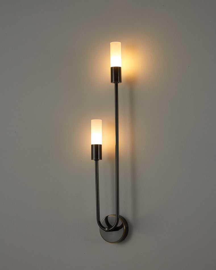 WOMO Black and Brass Modern Candelabra Wall Sconce-WM6096