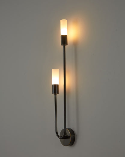 WOMO Black and Brass Modern Candelabra Wall Sconce-WM6096