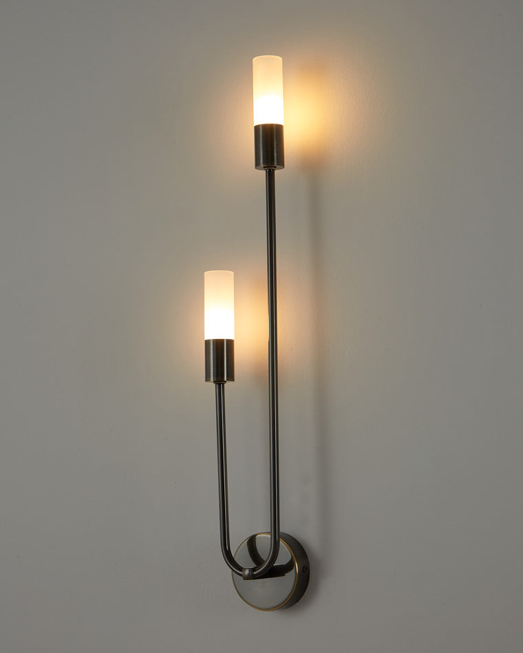 WOMO Black and Brass Modern Candelabra Wall Sconce-WM6096