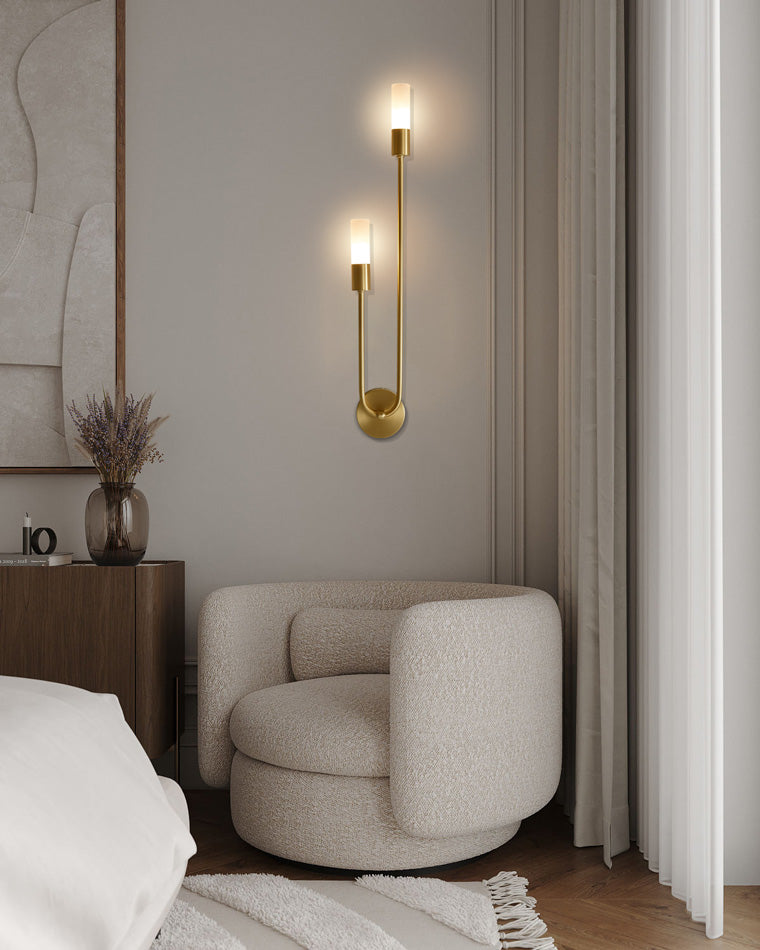 WOMO Black and Brass Modern Candelabra Wall Sconce-WM6096