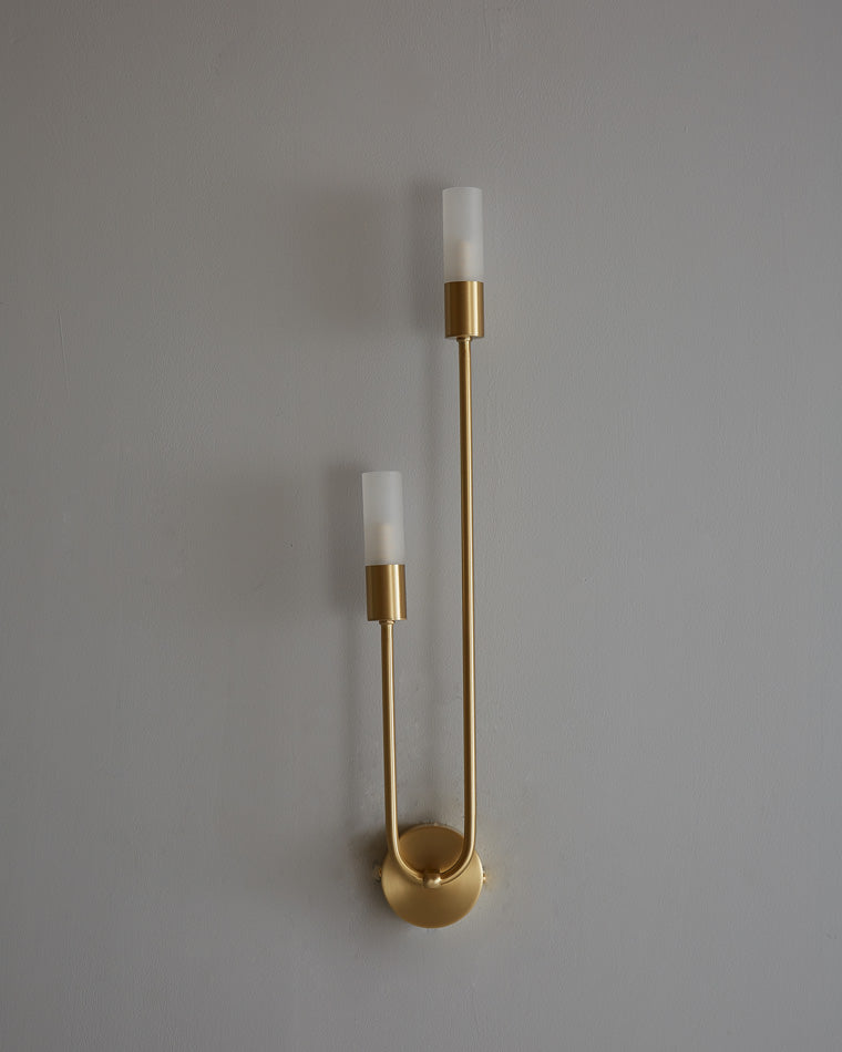 WOMO Black and Brass Modern Candelabra Wall Sconce-WM6096