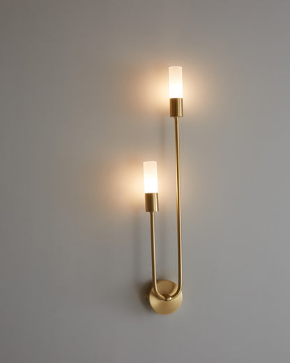 WOMO Black and Brass Modern Candelabra Wall Sconce-WM6096