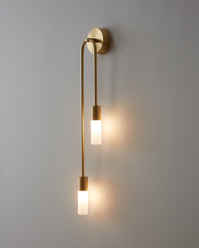 WOMO Black and Brass Modern Candelabra Wall Sconce-WM6096