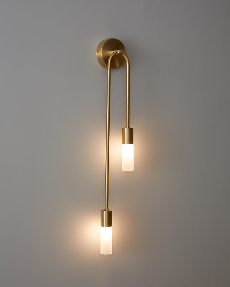 WOMO Black and Brass Modern Candelabra Wall Sconce-WM6096