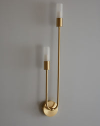 WOMO Black and Brass Modern Candelabra Wall Sconce-WM6096