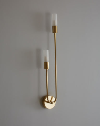 WOMO Black and Brass Modern Candelabra Wall Sconce-WM6096