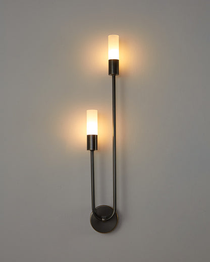 WOMO Black and Brass Modern Candelabra Wall Sconce-WM6096