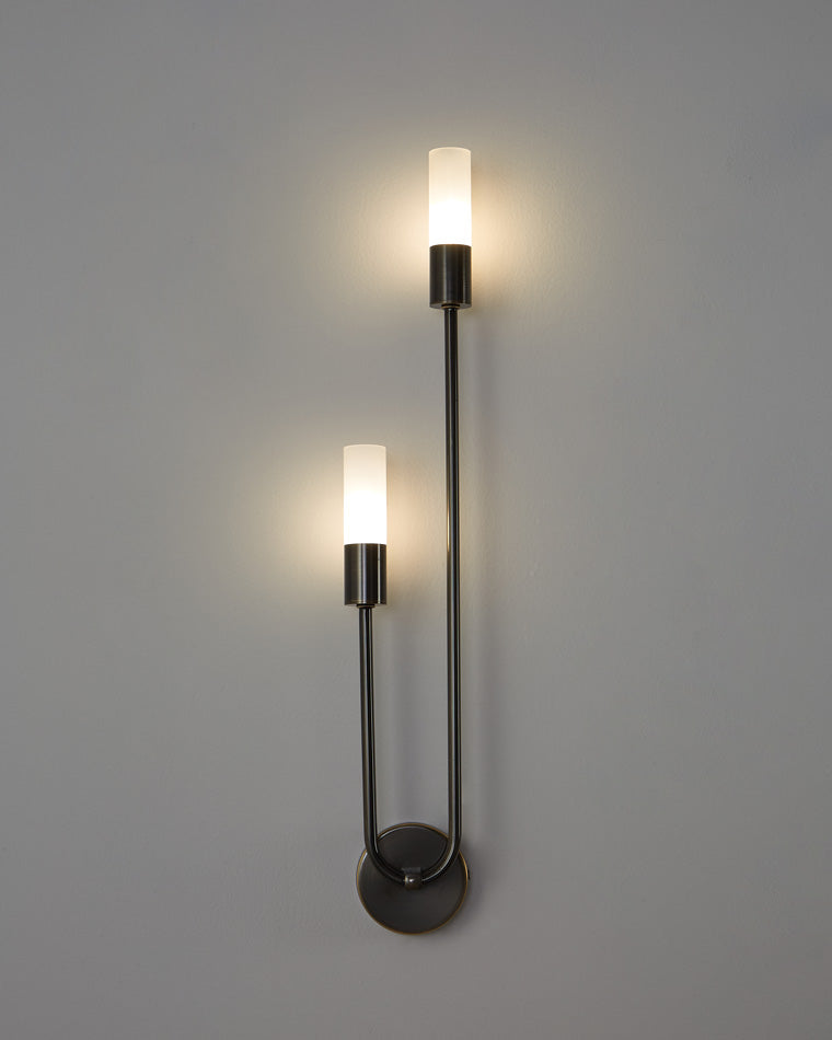 WOMO Black and Brass Modern Candelabra Wall Sconce-WM6096