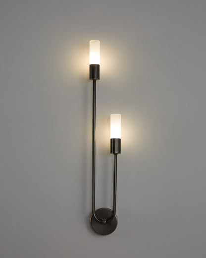 WOMO Black and Brass Modern Candelabra Wall Sconce-WM6096