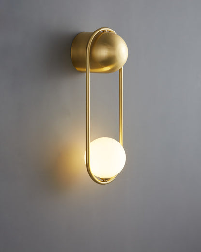 WOMO Milk Glass Globe Brass Wall Sconce-WM6098