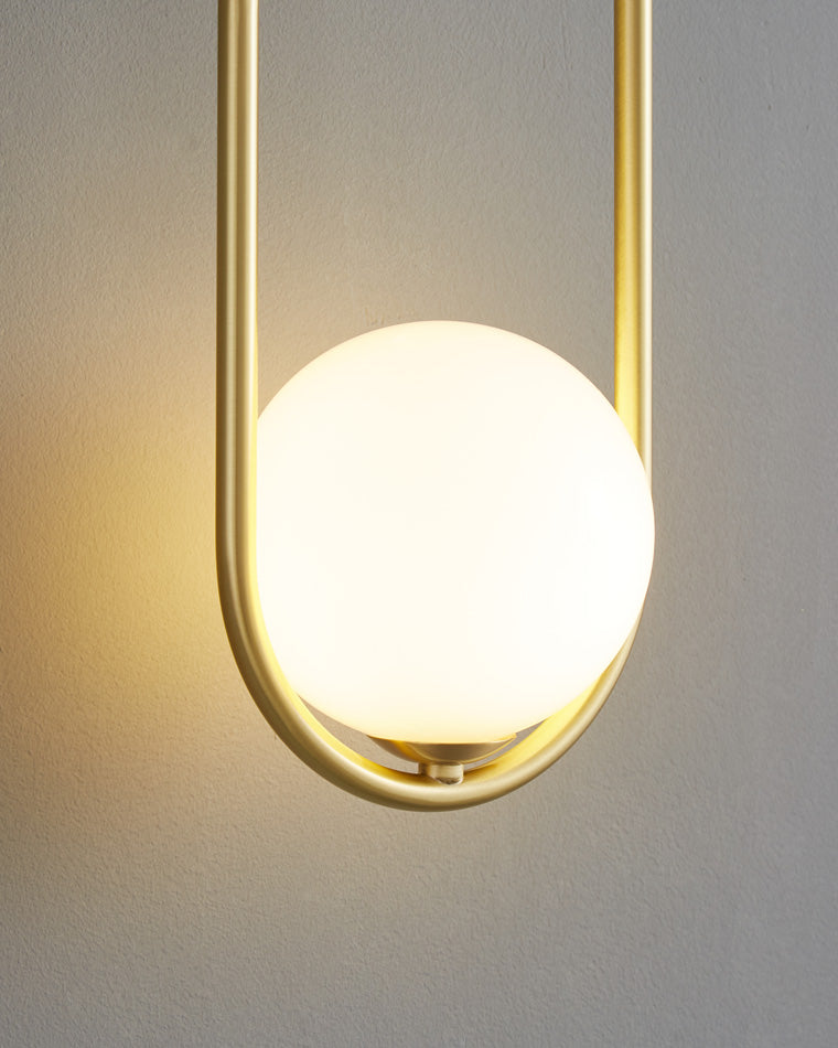 WOMO Milk Glass Globe Brass Wall Sconce-WM6098