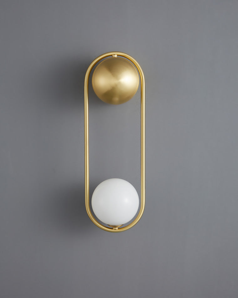 WOMO Milk Glass Globe Brass Wall Sconce-WM6098