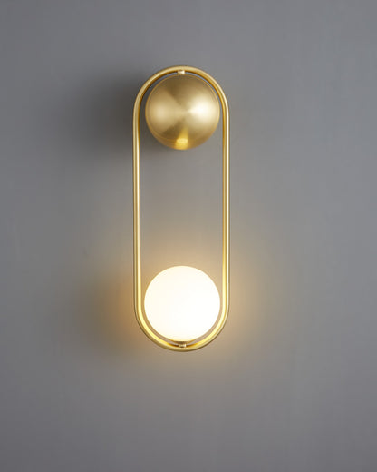 WOMO Milk Glass Globe Brass Wall Sconce-WM6098