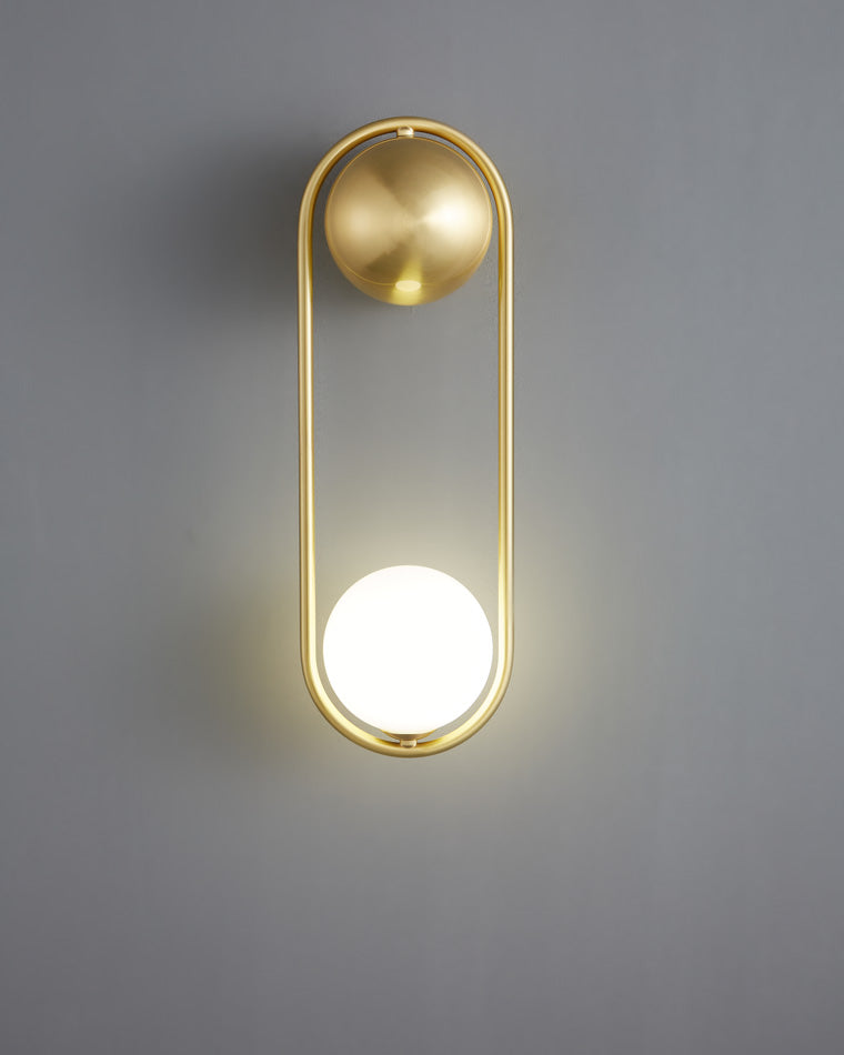 WOMO Milk Glass Globe Brass Wall Sconce-WM6098